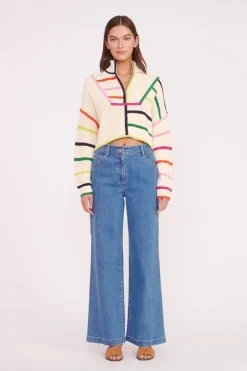 STAUD CROPPED HAMPTON SWEATER  CREAM RAINBOW MULTI CREAMRAINBOWMULTI Clearance