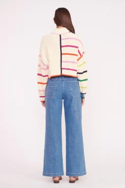 STAUD CROPPED HAMPTON SWEATER  CREAM RAINBOW MULTI CREAMRAINBOWMULTI Clearance
