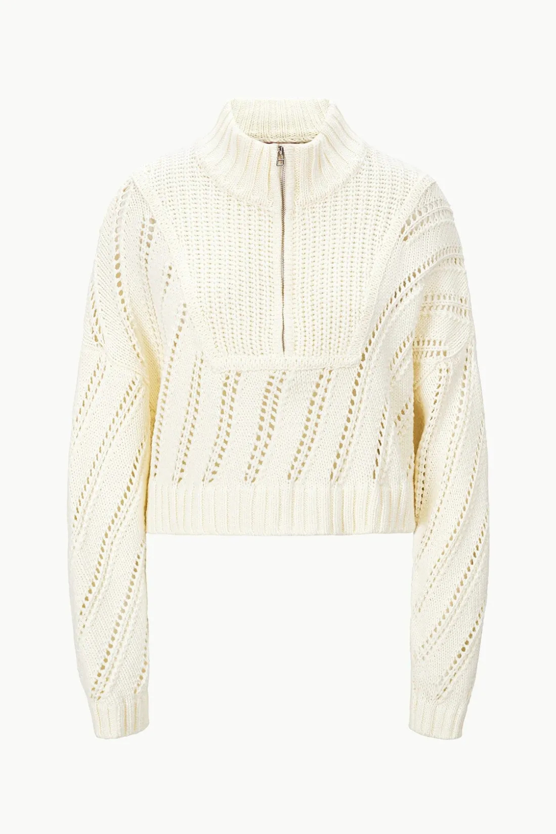 STAUD CROPPED HAMPTON SWEATER IVORY Best