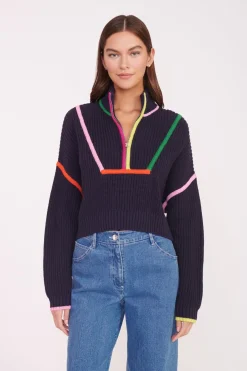 STAUD CROPPED HAMPTON SWEATER  NAVY MULTI NAVYMULTI Hot