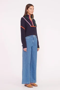 STAUD CROPPED HAMPTON SWEATER  NAVY MULTI NAVYMULTI Hot