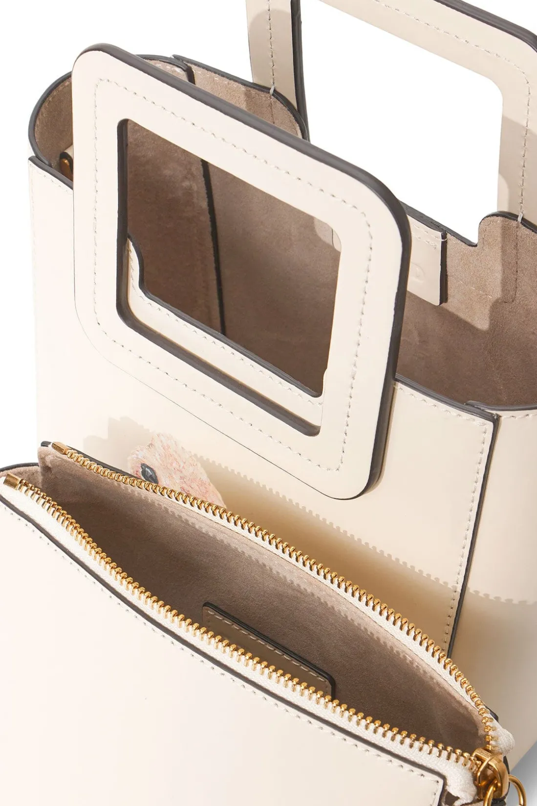 STAUD CUSTOM MINI SHIRLEY LEATHER BAG CREAM CREAMCONTRAST Sale