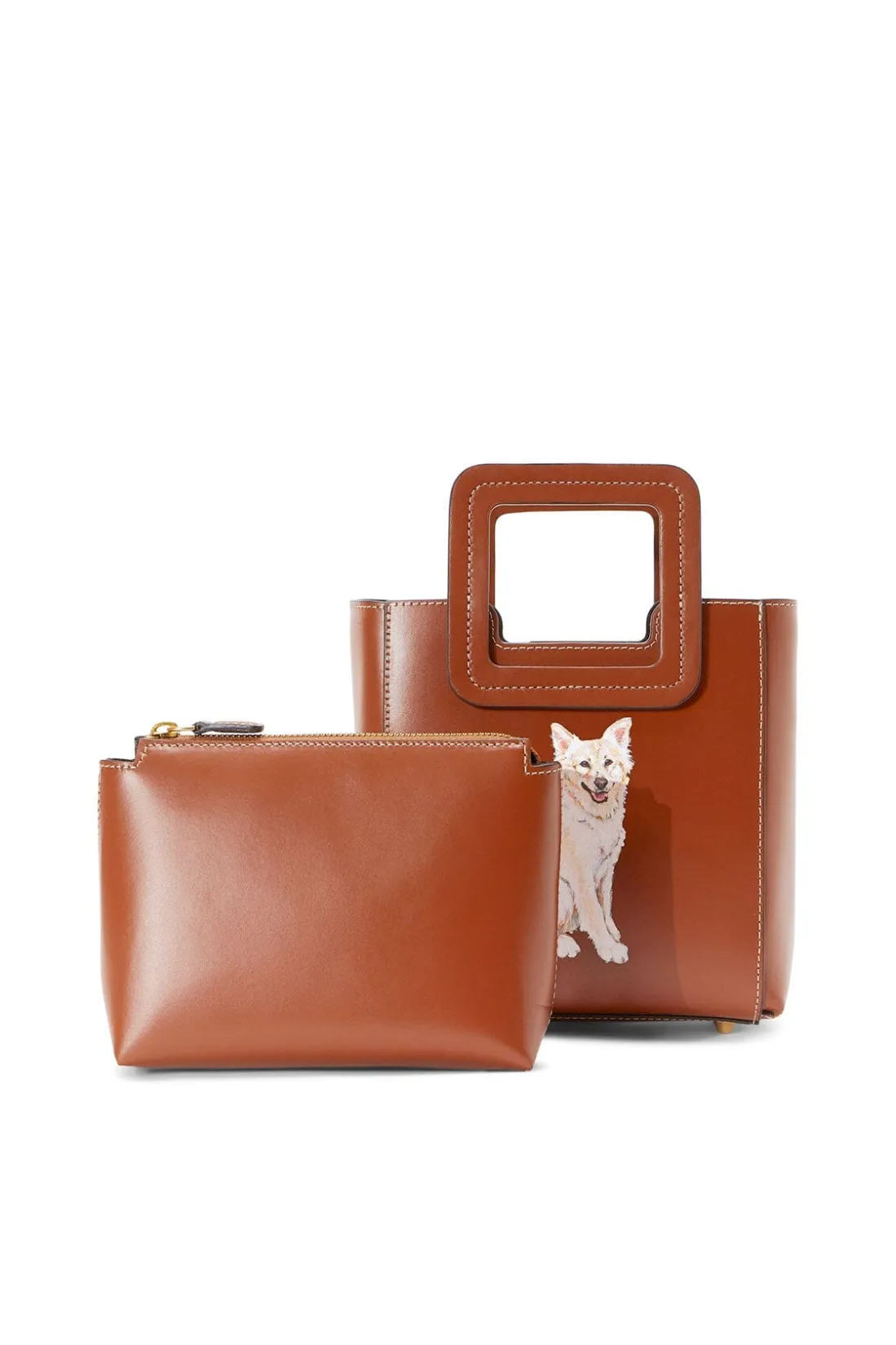 STAUD CUSTOM MINI SHIRLEY LEATHER BAG TAN Hot