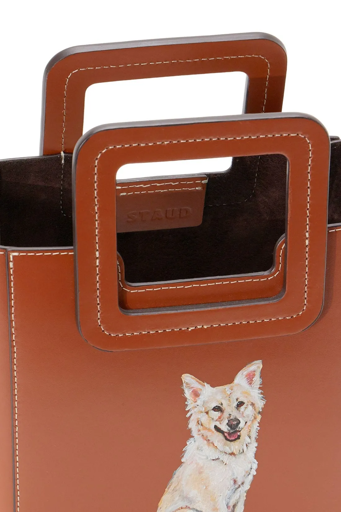 STAUD CUSTOM MINI SHIRLEY LEATHER BAG TAN Hot