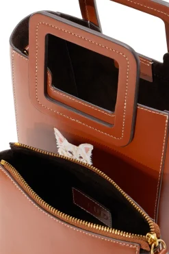 STAUD CUSTOM MINI SHIRLEY LEATHER BAG TAN Hot