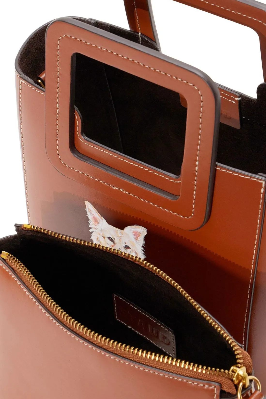 STAUD CUSTOM MINI SHIRLEY LEATHER BAG TAN Hot