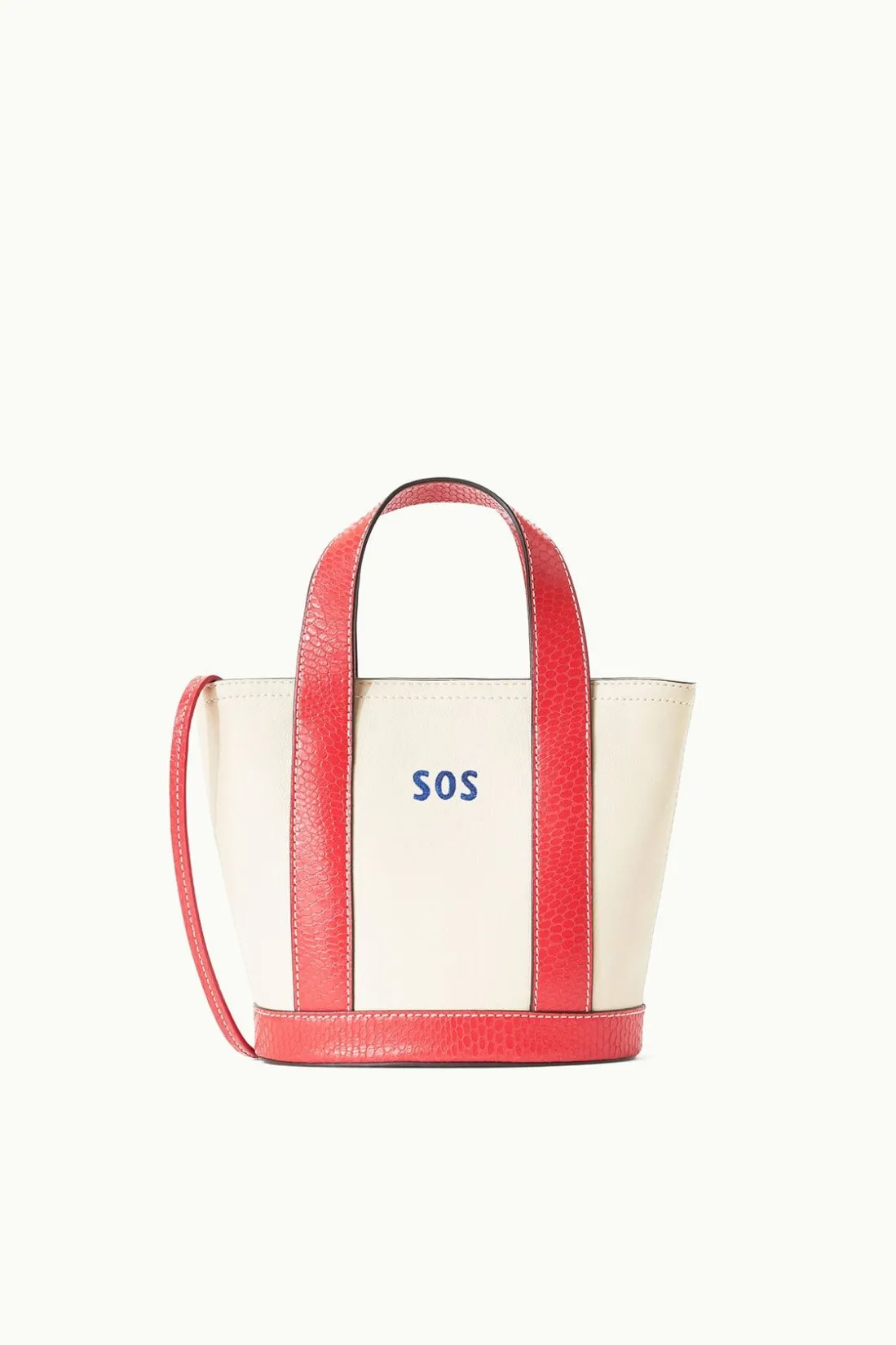 STAUD CUSTOM MONOGRAM ALLORA MINI TOTE CREAM RED ROSE CREAMREDROSE Sale