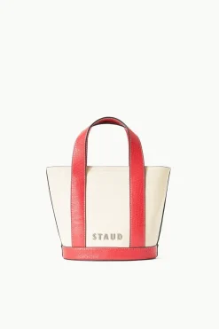 STAUD CUSTOM MONOGRAM ALLORA MINI TOTE CREAM RED ROSE CREAMREDROSE Sale