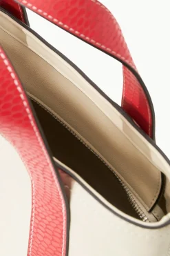 STAUD CUSTOM MONOGRAM ALLORA MINI TOTE CREAM RED ROSE CREAMREDROSE Sale