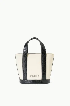 STAUD CUSTOM MONOGRAM ALLORA MINI TOTE CREAM BLACK CREAMBLACK New
