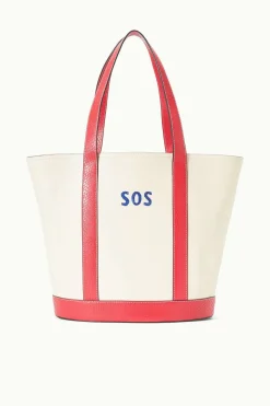 STAUD CUSTOM MONOGRAM ALLORA TOTE CREAM RED ROSE CREAMREDROSE Hot