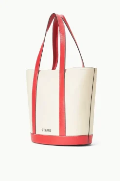 STAUD CUSTOM MONOGRAM ALLORA TOTE  CREAM RED ROSE CREAMREDROSE Hot