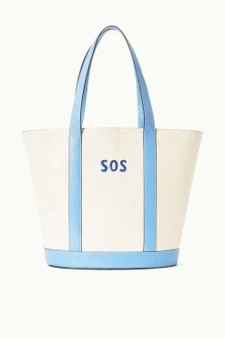 STAUD CUSTOM MONOGRAM ALLORA TOTE CREAM BLUE CREAMSTAUDBLUE New