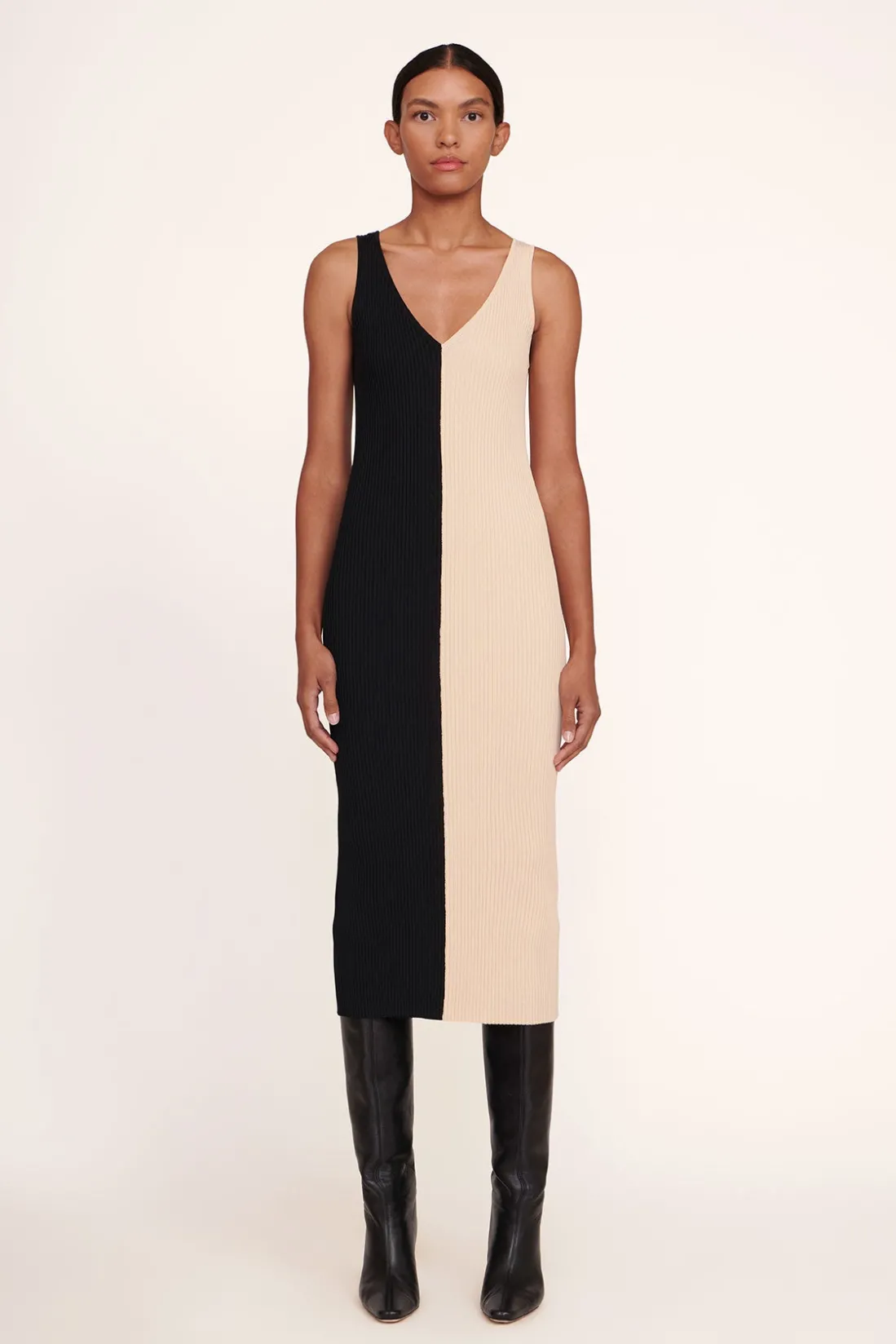 STAUD DANA DRESS BUFF BLACK BUFFBLACK