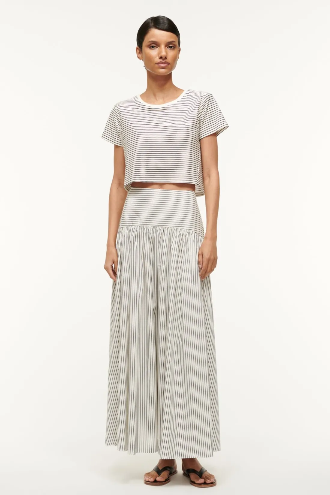 STAUD DEAN T-SHIRT IVORY MICRO STRIPE IVORYMICROSTRIPE Discount