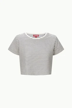 STAUD DEAN T-SHIRT IVORY MICRO STRIPE IVORYMICROSTRIPE Discount