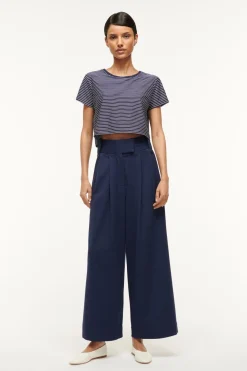 STAUD DEAN T-SHIRT  NAVY MICRO STRIPE NAVYMICROSTRIPE