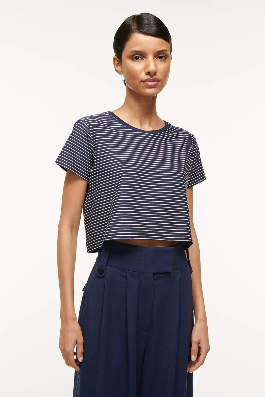 STAUD DEAN T-SHIRT NAVY MICRO STRIPE NAVYMICROSTRIPE