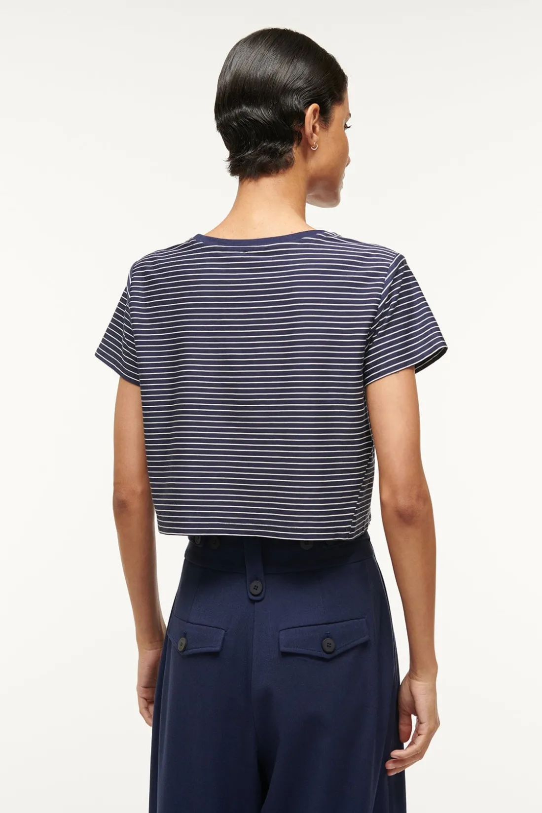 STAUD DEAN T-SHIRT NAVY MICRO STRIPE NAVYMICROSTRIPE