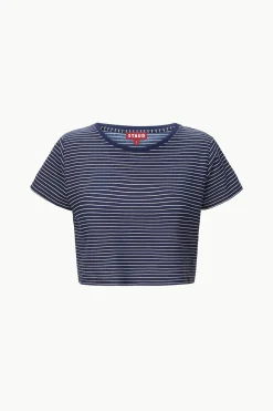 STAUD DEAN T-SHIRT NAVY MICRO STRIPE NAVYMICROSTRIPE