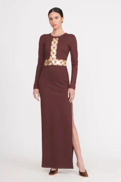 STAUD DELPHINE DRESS  DARK CHOCOLATE DARKCHOCOLATE Online