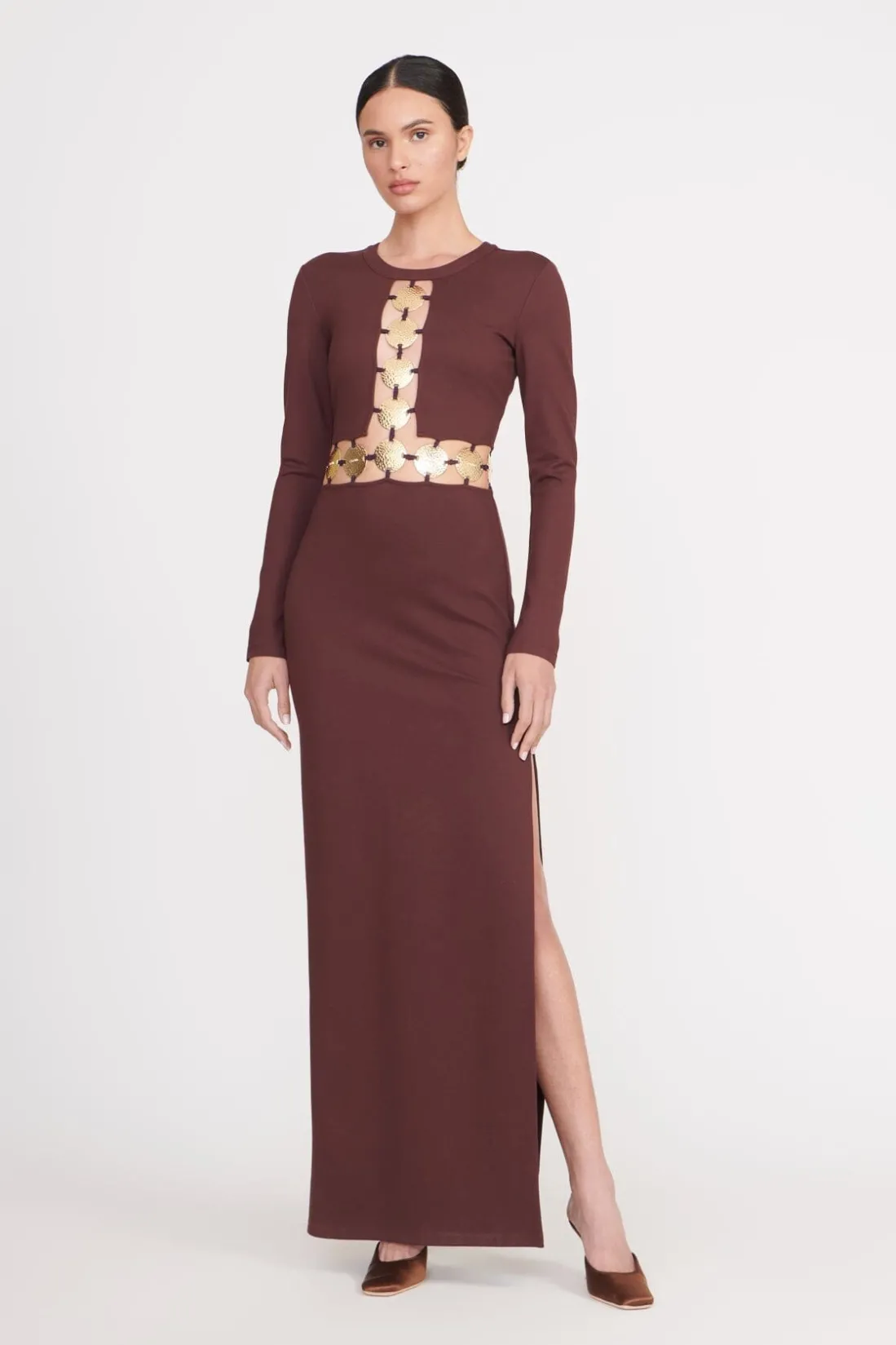 STAUD DELPHINE DRESS DARK CHOCOLATE DARKCHOCOLATE Online