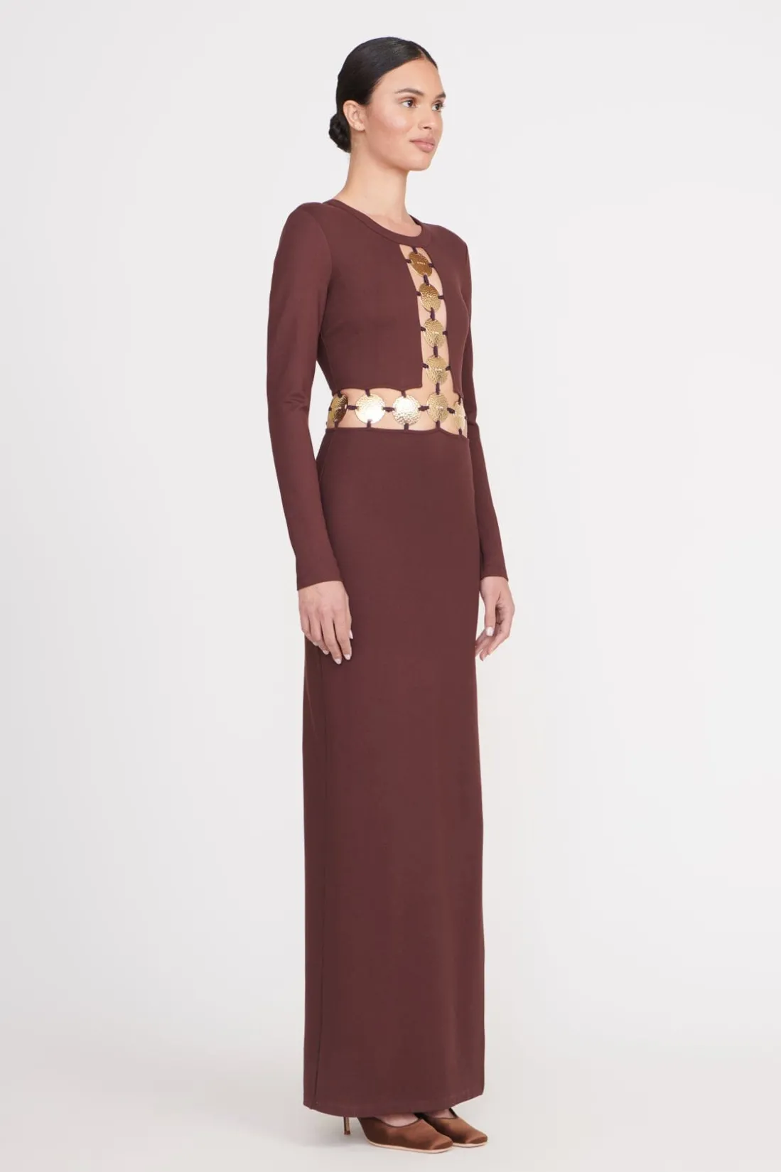 STAUD DELPHINE DRESS DARK CHOCOLATE DARKCHOCOLATE Online