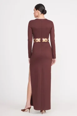 STAUD DELPHINE DRESS DARK CHOCOLATE DARKCHOCOLATE Online