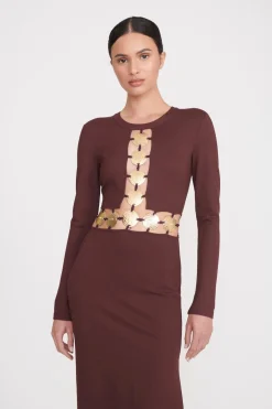 STAUD DELPHINE DRESS DARK CHOCOLATE DARKCHOCOLATE Online