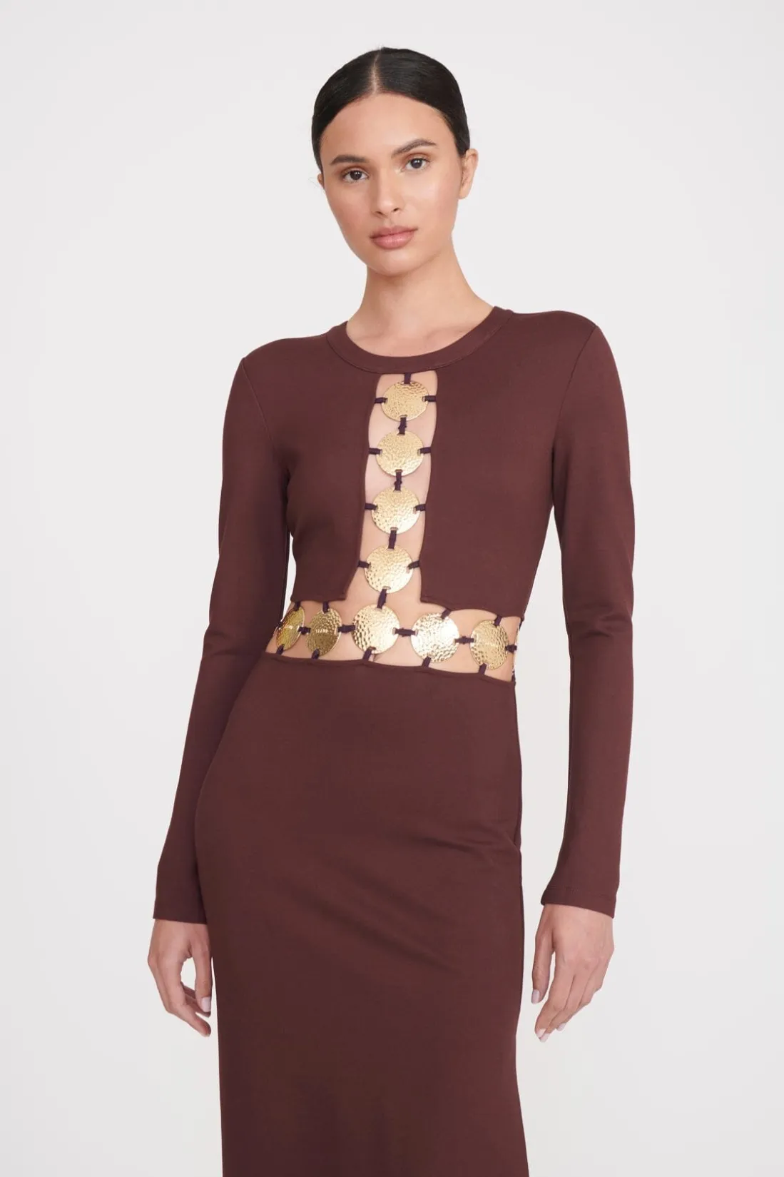 STAUD DELPHINE DRESS DARK CHOCOLATE DARKCHOCOLATE Online