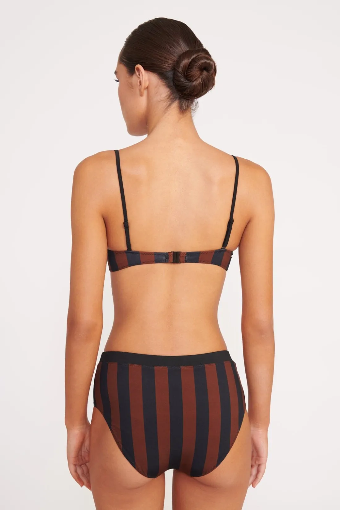 STAUD DEVON HIGH RISE BIKINI BOTTOM BLACK TAN SEASHORE STRIPE BLACKTANSEASHORESTRIPE New