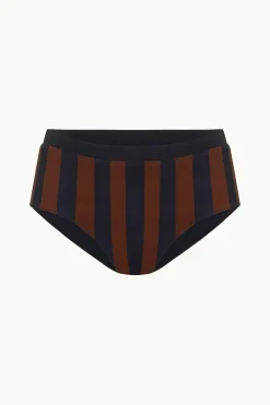 STAUD DEVON HIGH RISE BIKINI BOTTOM BLACK TAN SEASHORE STRIPE BLACKTANSEASHORESTRIPE New