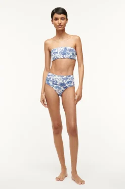 STAUD DEVON HIGH RISE BIKINI BOTTOM  BLUE TOILE BLUETOILE Outlet