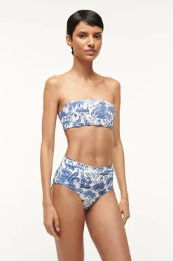 STAUD DEVON HIGH RISE BIKINI BOTTOM  BLUE TOILE BLUETOILE Outlet