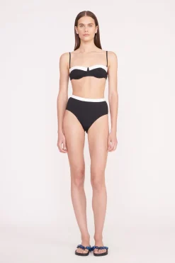STAUD DEVON HIGH RISE BIKINI BOTTOM  BLACK WHITE BLACKWHITE New