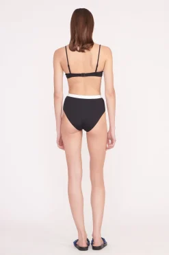STAUD DEVON HIGH RISE BIKINI BOTTOM  BLACK WHITE BLACKWHITE New