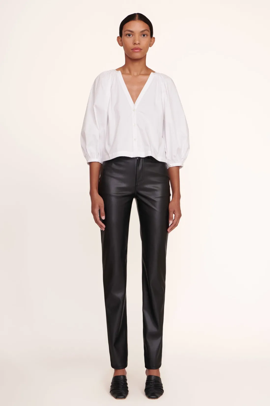 STAUD ELLIOT PANT VEGAN LEATHER BLACK Discount