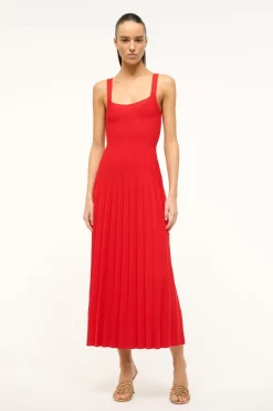 STAUD ELLISON DRESS  RED ROSE REDROSE
