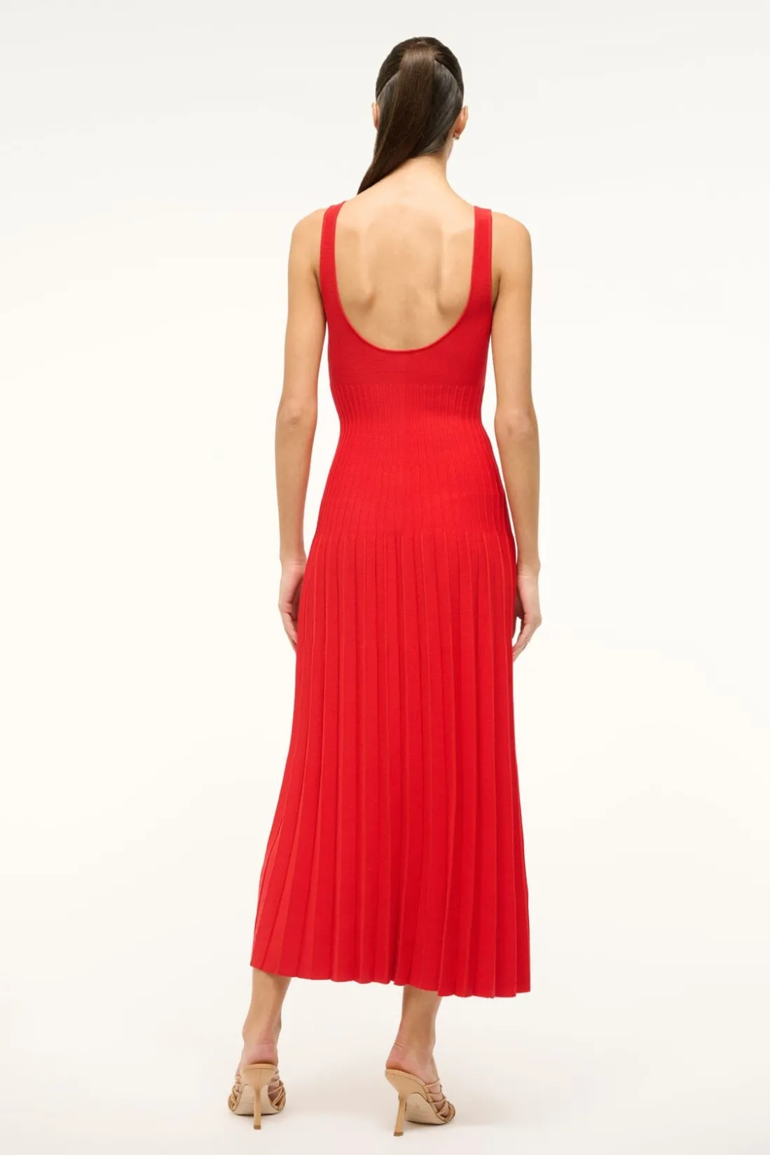 STAUD ELLISON DRESS RED ROSE REDROSE