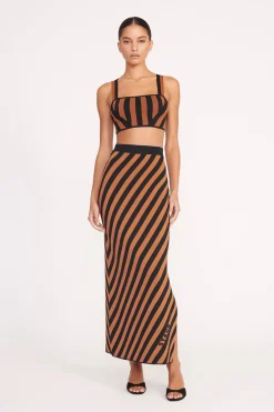 STAUD GIOVANNI SKIRT  BLACK TAN SEASHORE STRIPE BLACKTANSEASHORESTRIPE New