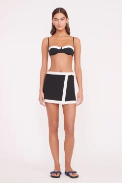 STAUD GRETCHEN COVERUP WRAP SKIRT  BLACK WHITE BLACKWHITE New