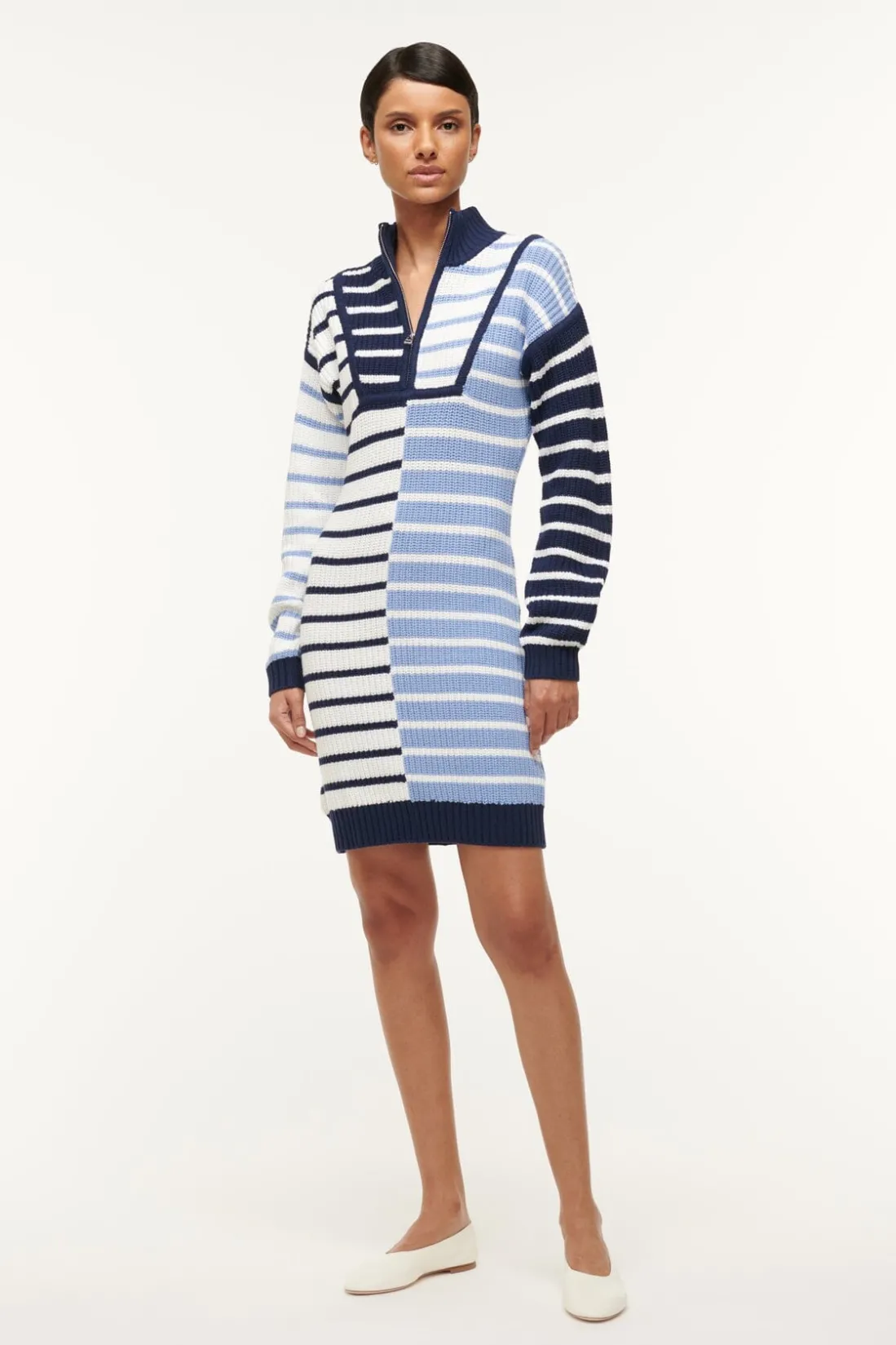 STAUD HAMPTON MINI DRESS ADRIATIC STRIPE ADRIATICSTRIPE Hot
