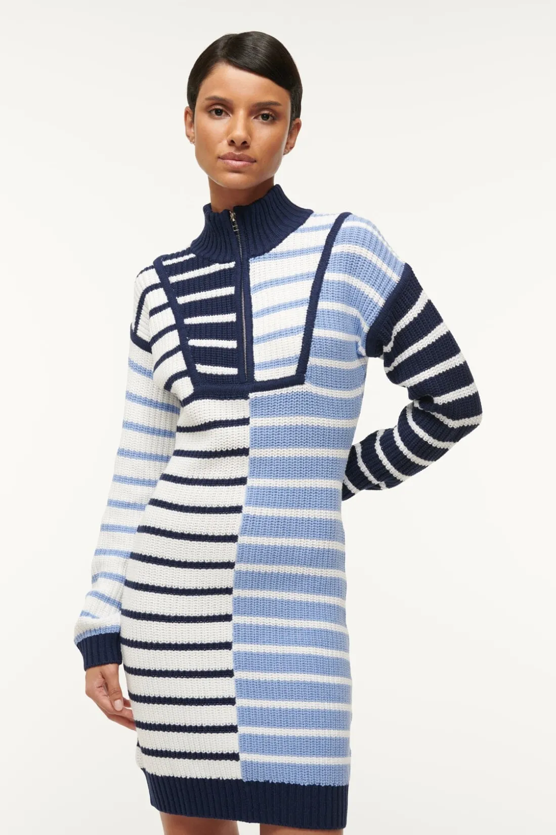 STAUD HAMPTON MINI DRESS ADRIATIC STRIPE ADRIATICSTRIPE Hot