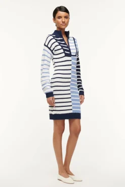 STAUD HAMPTON MINI DRESS ADRIATIC STRIPE ADRIATICSTRIPE Hot