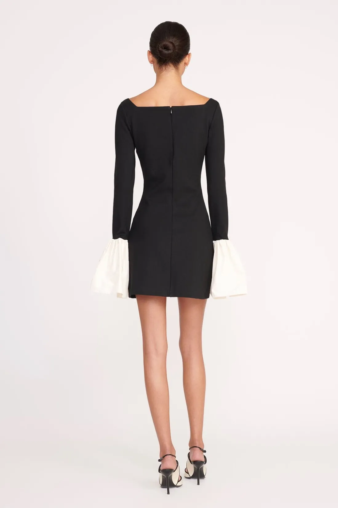 STAUD HAWTHORNE DRESS BLACK IVORY BLACKIVORY New