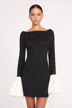 STAUD HAWTHORNE DRESS BLACK IVORY BLACKIVORY New