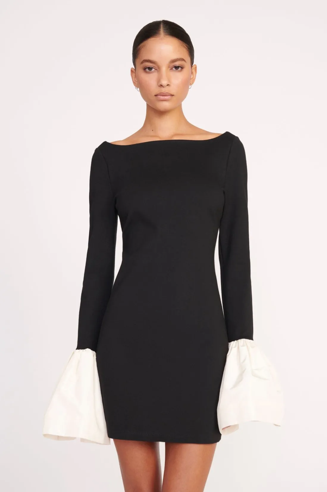 STAUD HAWTHORNE DRESS BLACK IVORY BLACKIVORY New