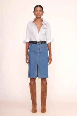 STAUD HUDSON SKIRT  MEDIUM WASH MEDIUMWASH Clearance