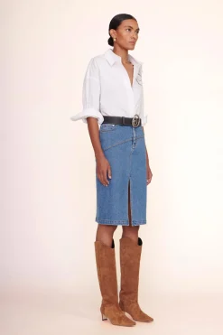 STAUD HUDSON SKIRT  MEDIUM WASH MEDIUMWASH Clearance