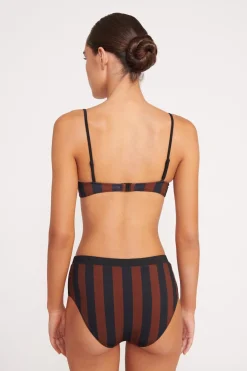 STAUD JO BALCONETTE BIKINI TOP BLACK TAN SEASHORE STRIPE BLACKTANSEASHORESTRIPE